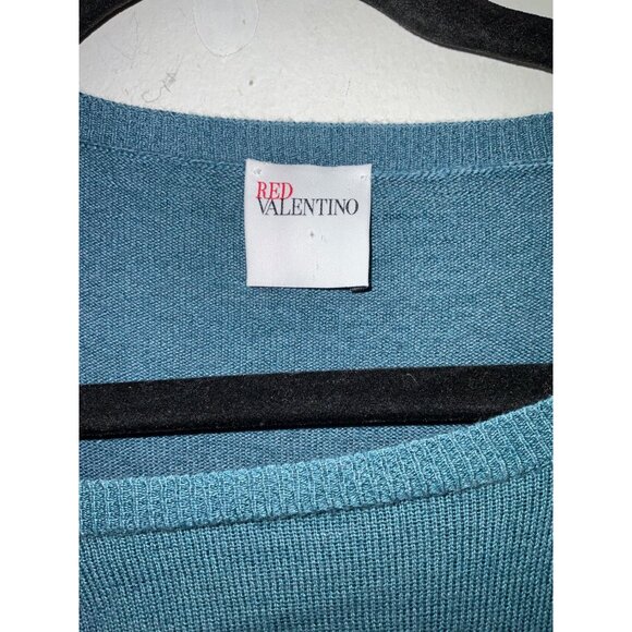 RED Valentino Wool Blend Ruffle Accent Dress Teal size *XS - Picture 5 of 12